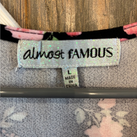 Almost Famous Black Floral Faux Wrap Mini Dress Sz large - Picture 2 of 6